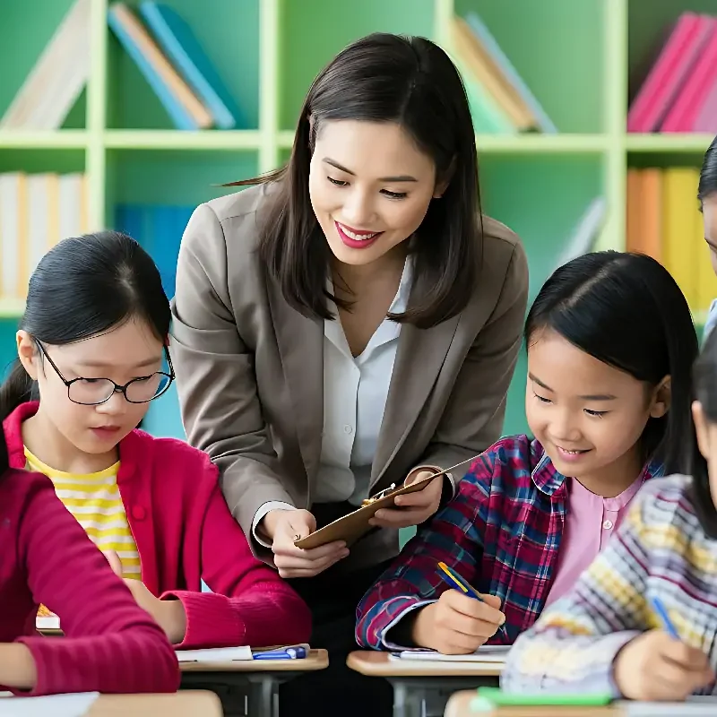 teacher-with-group-students-reading-book-with-teacher-background